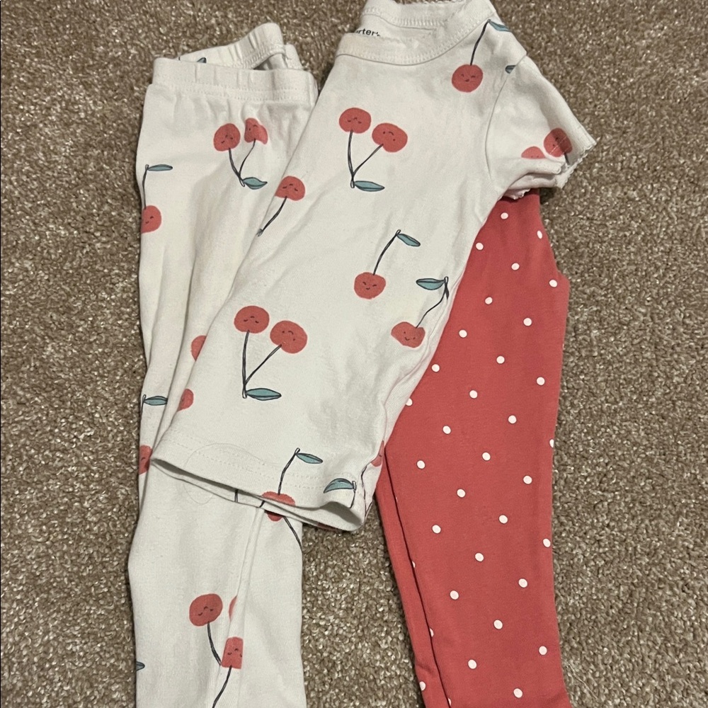 Carter's Cherry and Polka Dot Pajama Set - Red and White
